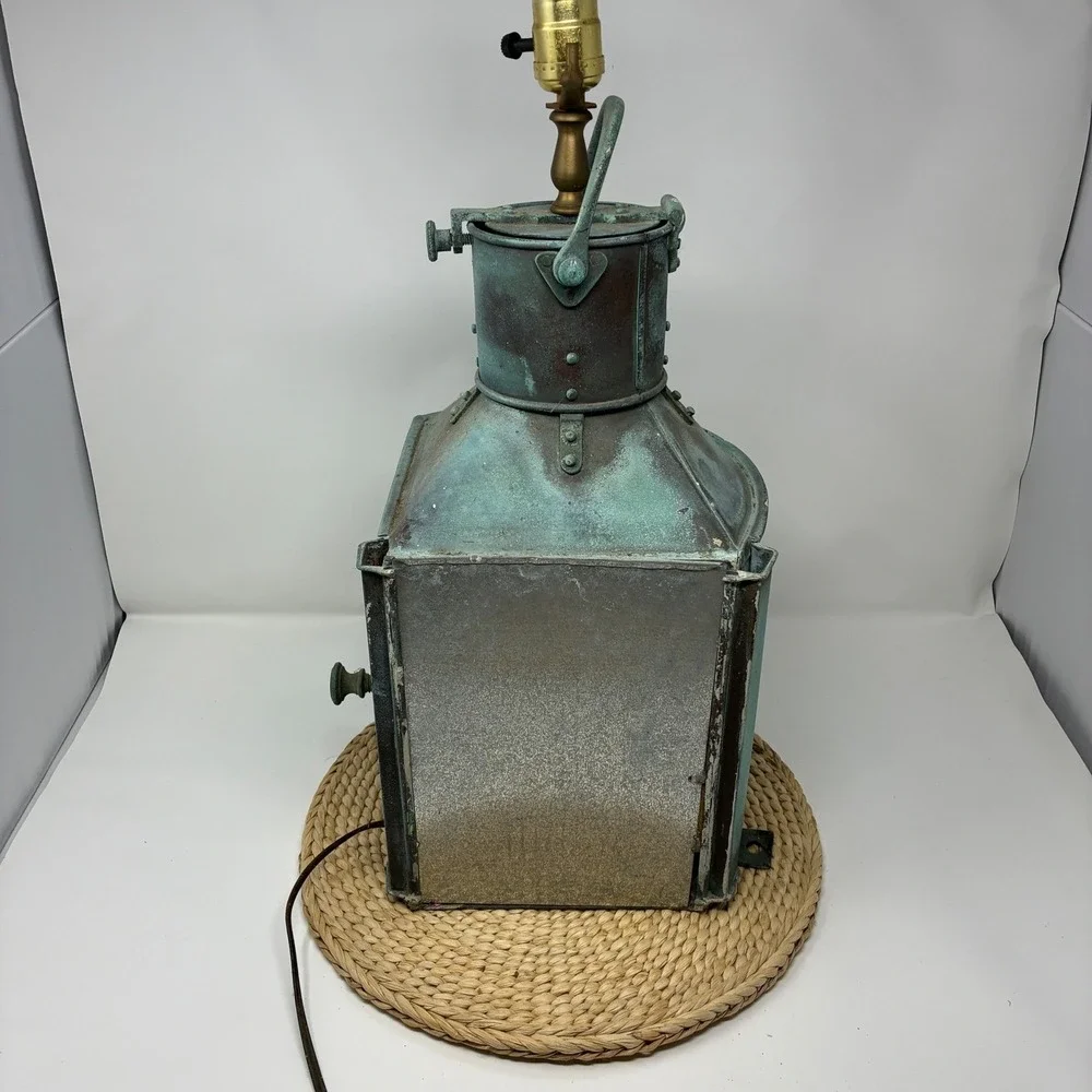 1943 WWII British Navy Ship Lantern Lamp Bow Port Patt 23 Copper Nautical - PAIR